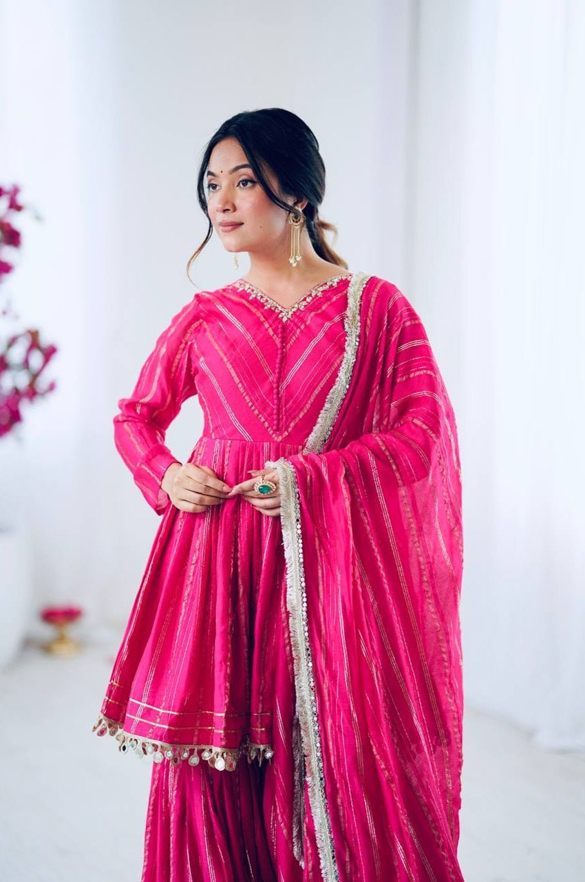 Exotic Pink Designer Sharara Suit Set Exotic Pink Designer Sharara Suit Set