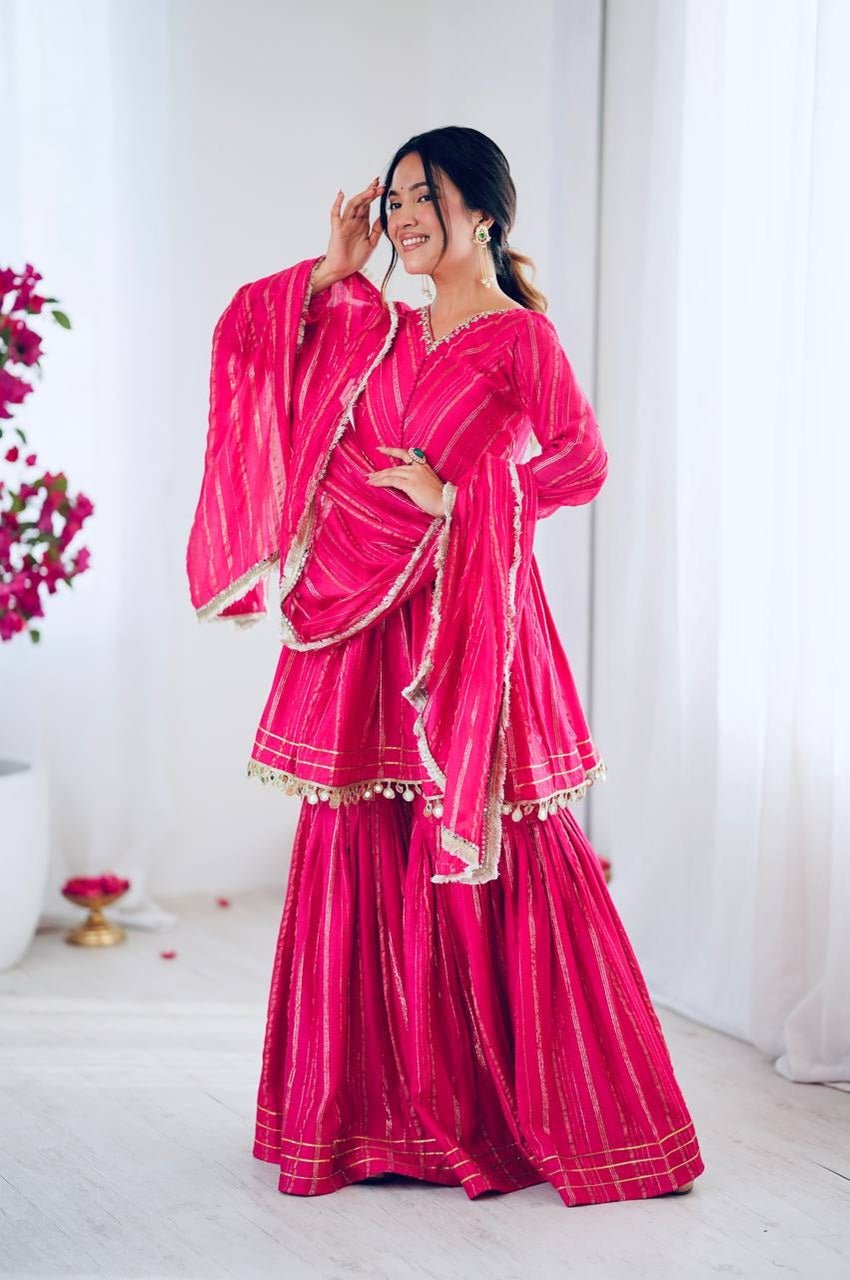 Exotic Pink Designer Sharara Suit Set Exotic Pink Designer Sharara Suit Set