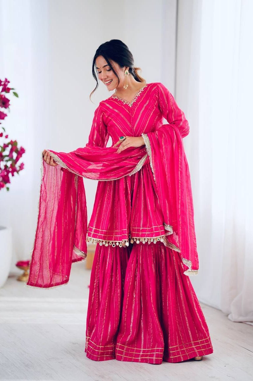 Exotic Pink Designer Sharara Suit Set Exotic Pink Designer Sharara Suit Set