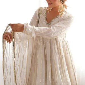 Gold White Designer Sharara Suit Set