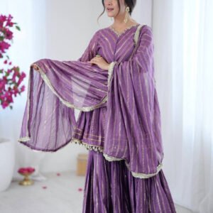 Lilac Mal Chanderi Sharara Set