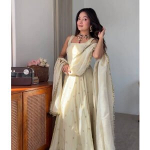 Daisy White Cosmos Anarkali Gown Set