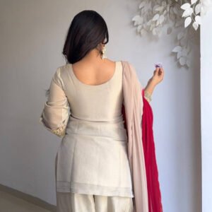 Tebby Organza Farshi Pant Suit Set with Embroidery Thread Work