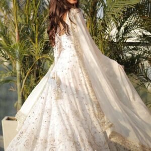 Luxurious White Gown with Sequence Work & Dupatta