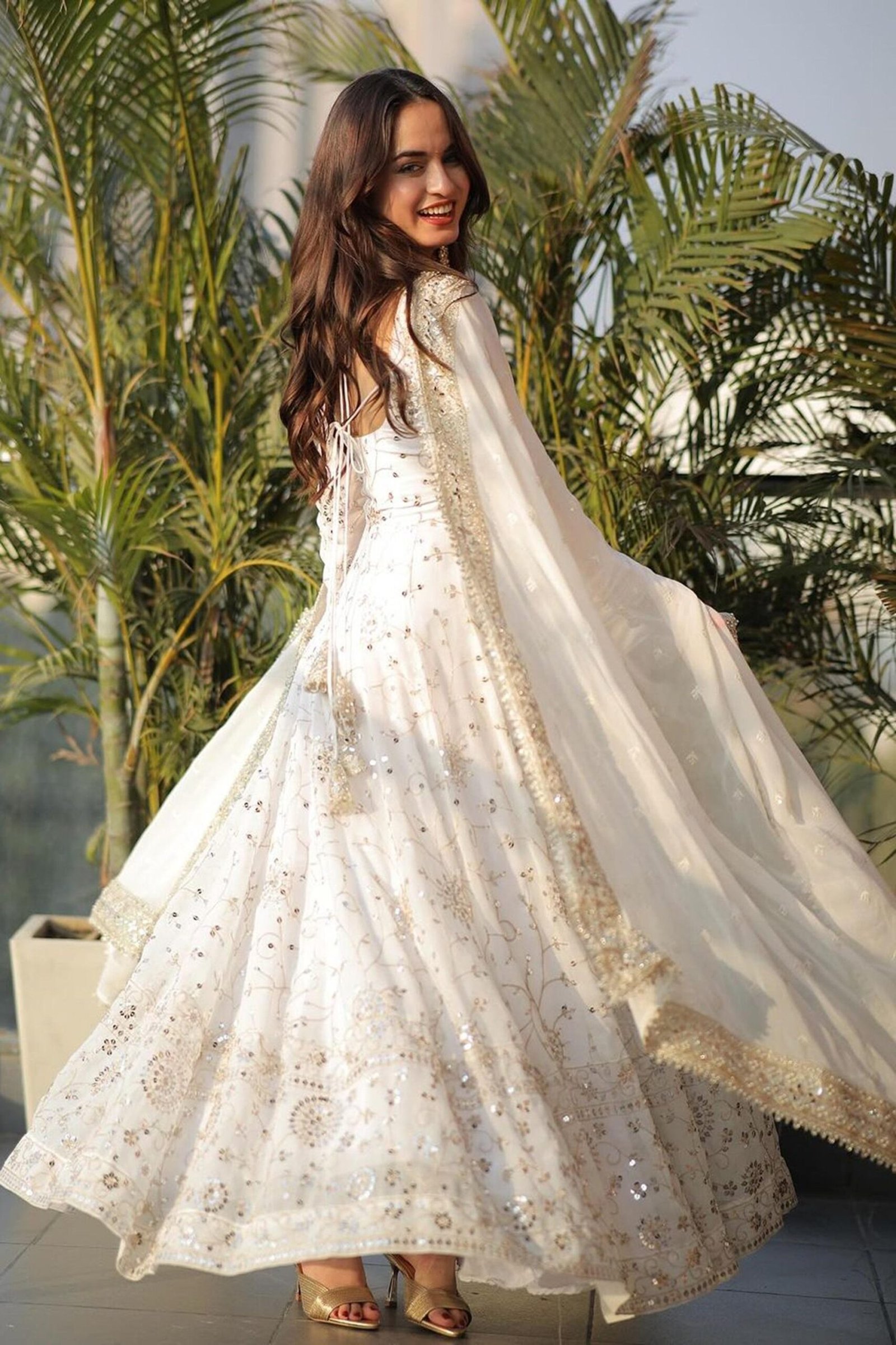 Luxurious White Gown with Sequence Work & Dupatta Luxurious White Gown with Sequence Work & Dupatta