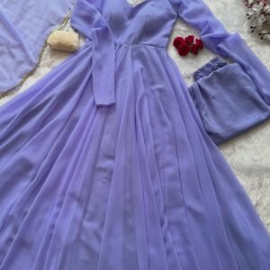 Misty Blue Georgette Anarkali Suit with 8 Meter Flair