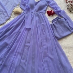 Misty Blue Georgette Anarkali Suit with 8 Meter Flair