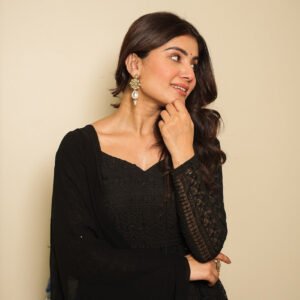 Black Georgette Lucknowi Work Anarkali Suit Set