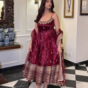 Violet Red Anarkali Suit Set