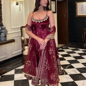Violet Red Anarkali Suit Set
