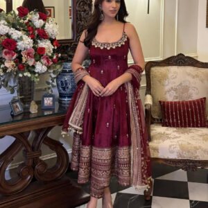 Violet Red Anarkali Suit Set