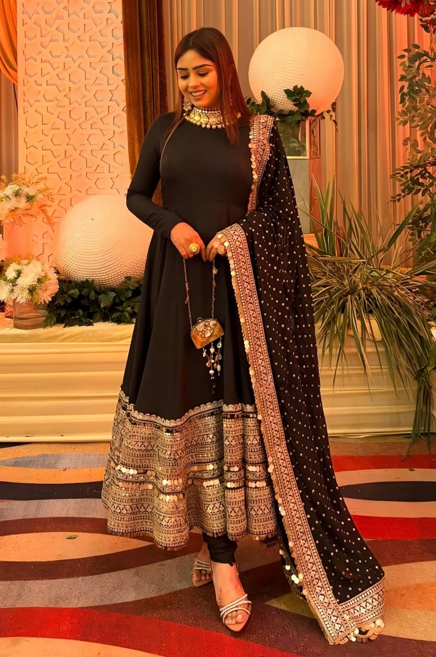 Black Bollywood-Style Embroidered Anarkali Set Black Bollywood-Style Embroidered Anarkali Set