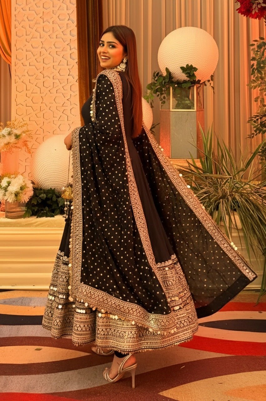 Black Bollywood-Style Embroidered Anarkali Set Black Bollywood-Style Embroidered Anarkali Set