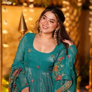 Crushed Silk Anarkali Suit Set
