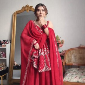 Gulal Georgette Sharara Set with Heavy Sequins & Zari Embroidery