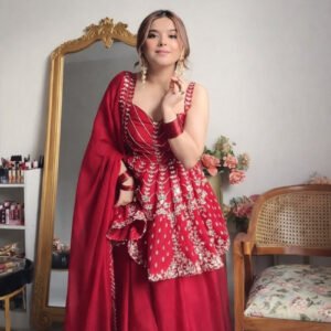 Gulal Georgette Sharara Set with Heavy Sequins & Zari Embroidery