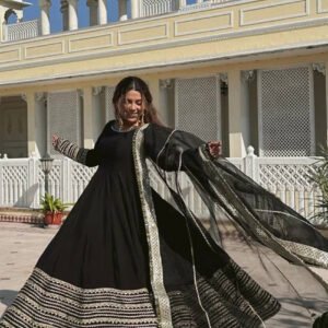 Black Noor Anarkali Gown Suit Set
