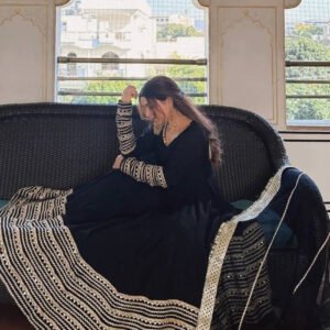 Black Noor Anarkali Gown Suit Set