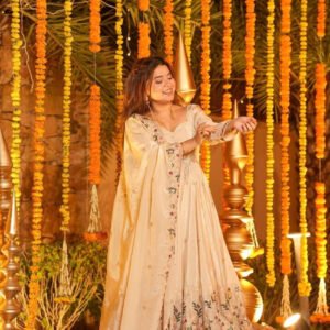 Off-White Wedding Special Palazzo Suit Set