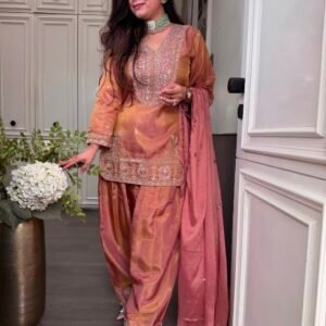 Designer Ronald Silk Heavy Embroidery Sequence Top-Bottom Dupatta Set - SRK-5367