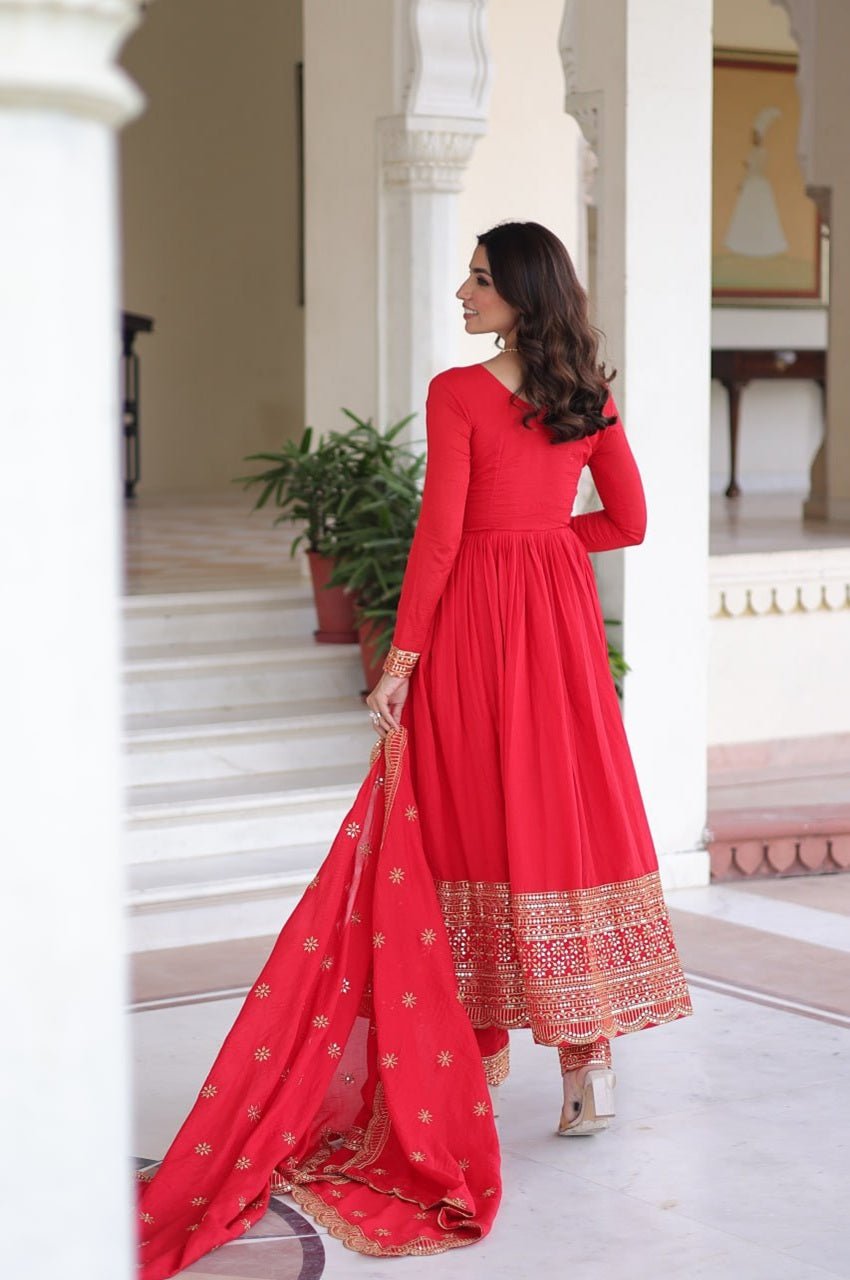 Wedding Special Red Anarkali Gown Set Wedding Special Red Anarkali Gown Set