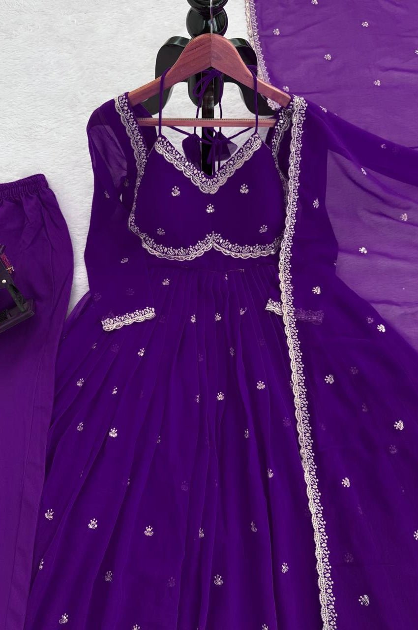 Purple Color Apsara Suit Set with Sequence Work Purple Color Apsara Suit Set with Sequence Work
