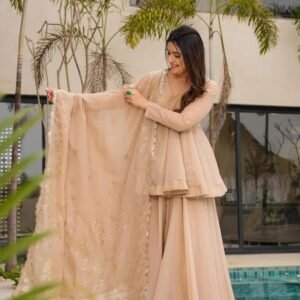 Tabby Organza Mukesh Work Kurta Suit